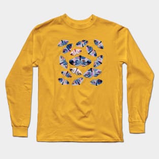 clouded silver moth - blue Long Sleeve T-Shirt